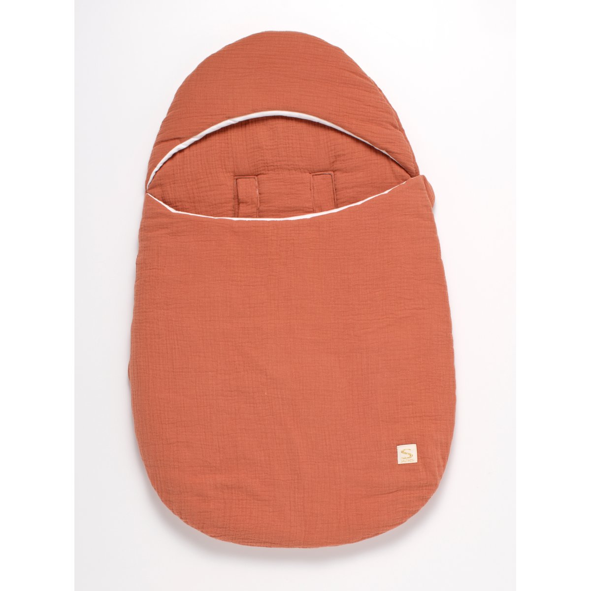 Nid d'ange bébé 5 attaches en double gaze de coton rouge, SAUTHON