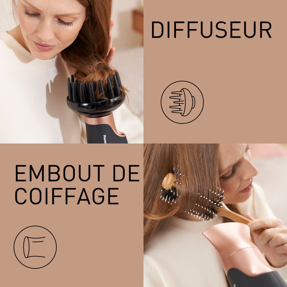 Sèche cheveux EH-NA65CN825 nanoé rose et noir, PANASONIC