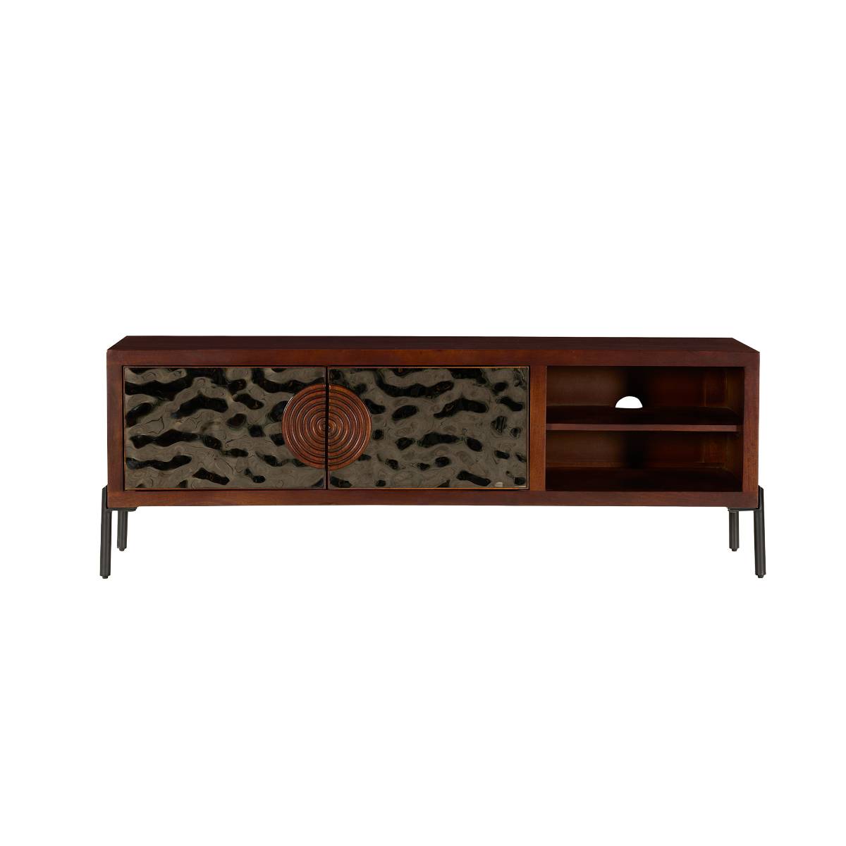 Meuble TV en bois de manguier et métal NAYELI bois foncé, MADE IN MEUBLES