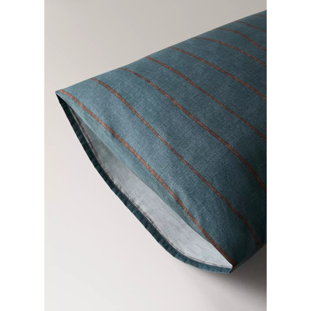 Lot de 2 taies d’oreiller 100 % coton à rayures 50 x 75 cm bleu pétrole, MANGO HOME