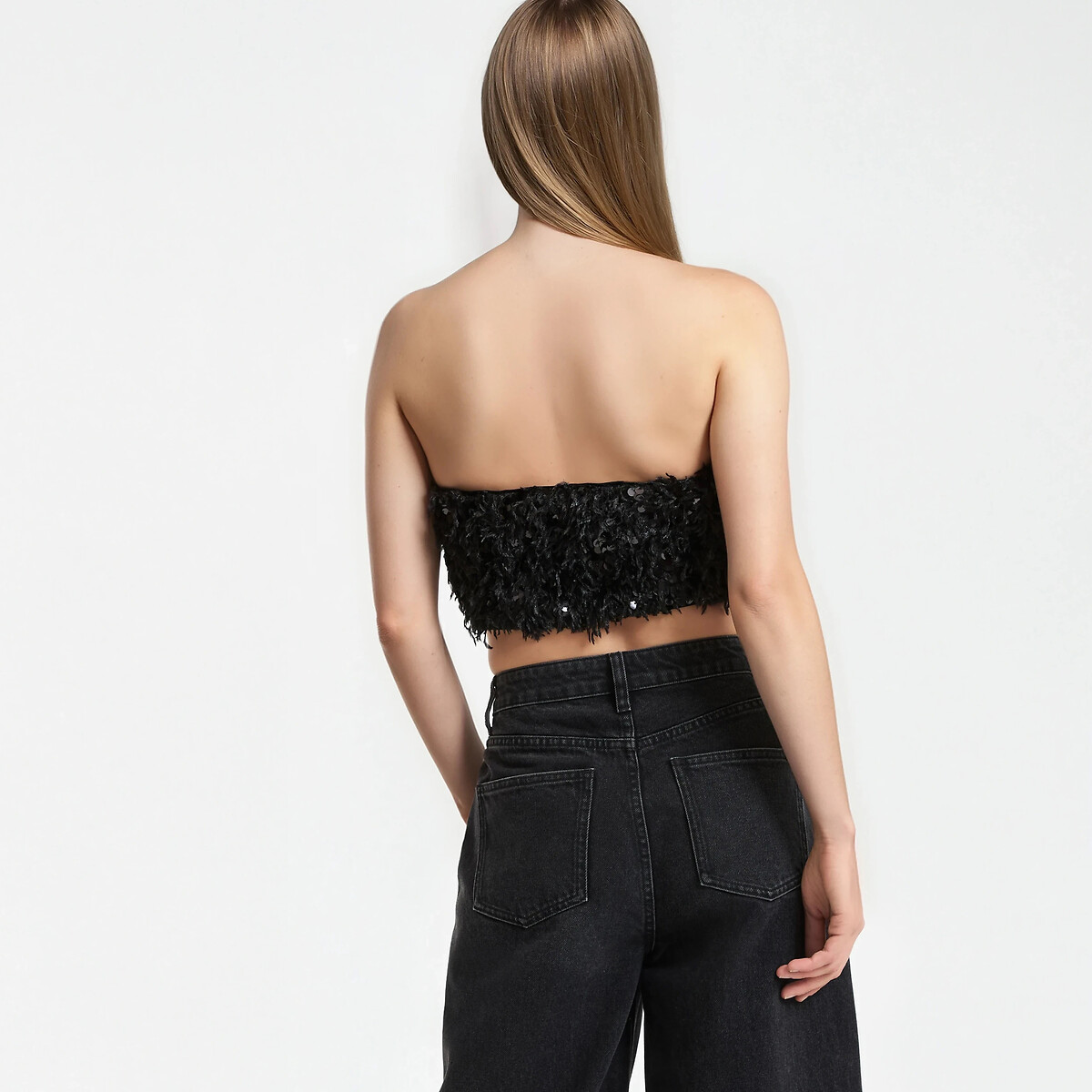 Sequin/Feather Bandeau Top black, LA REDOUTE COLLECTIONS