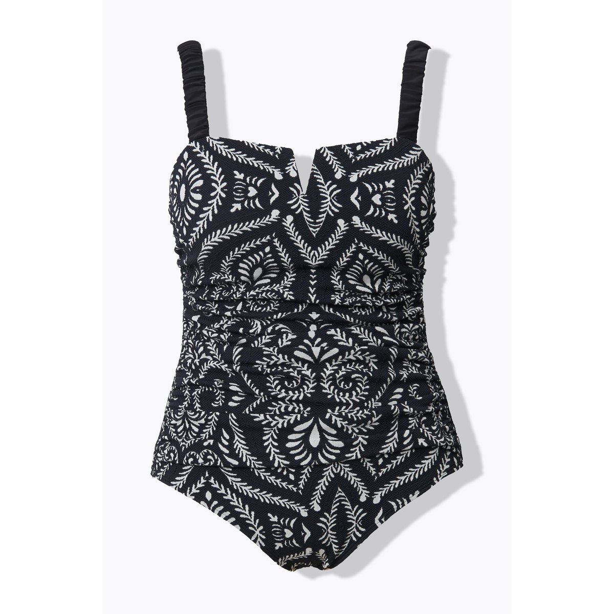 Maillot de bain motif cachemire. Fronces. noir, ULLA POPKEN
