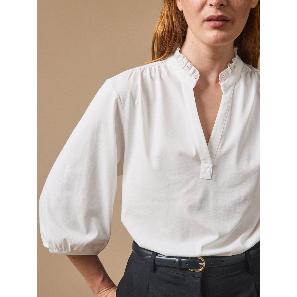 T-shirt blouse coton biologique blanc, CYRILLUS