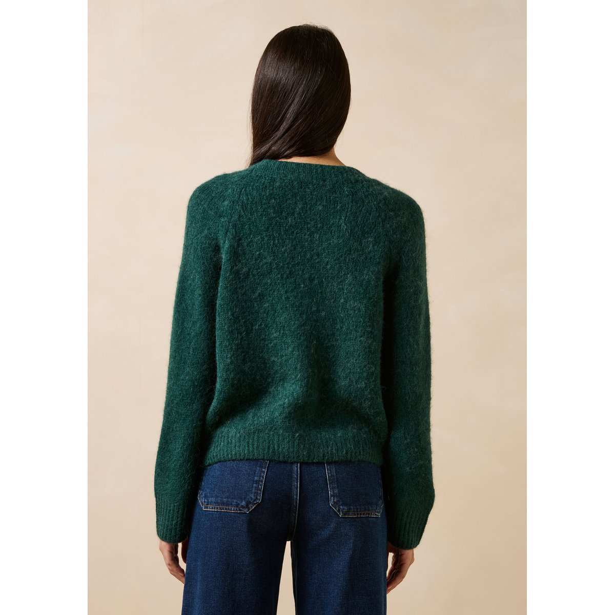 Gilet manches longues col V vert imperial, LA FEE MARABOUTEE