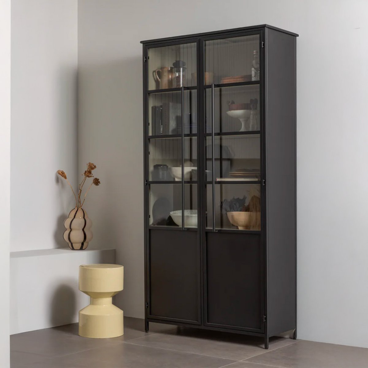 Vitrine 2 portes en métal H200cm- EXHIBIT XL noir, WOOOD