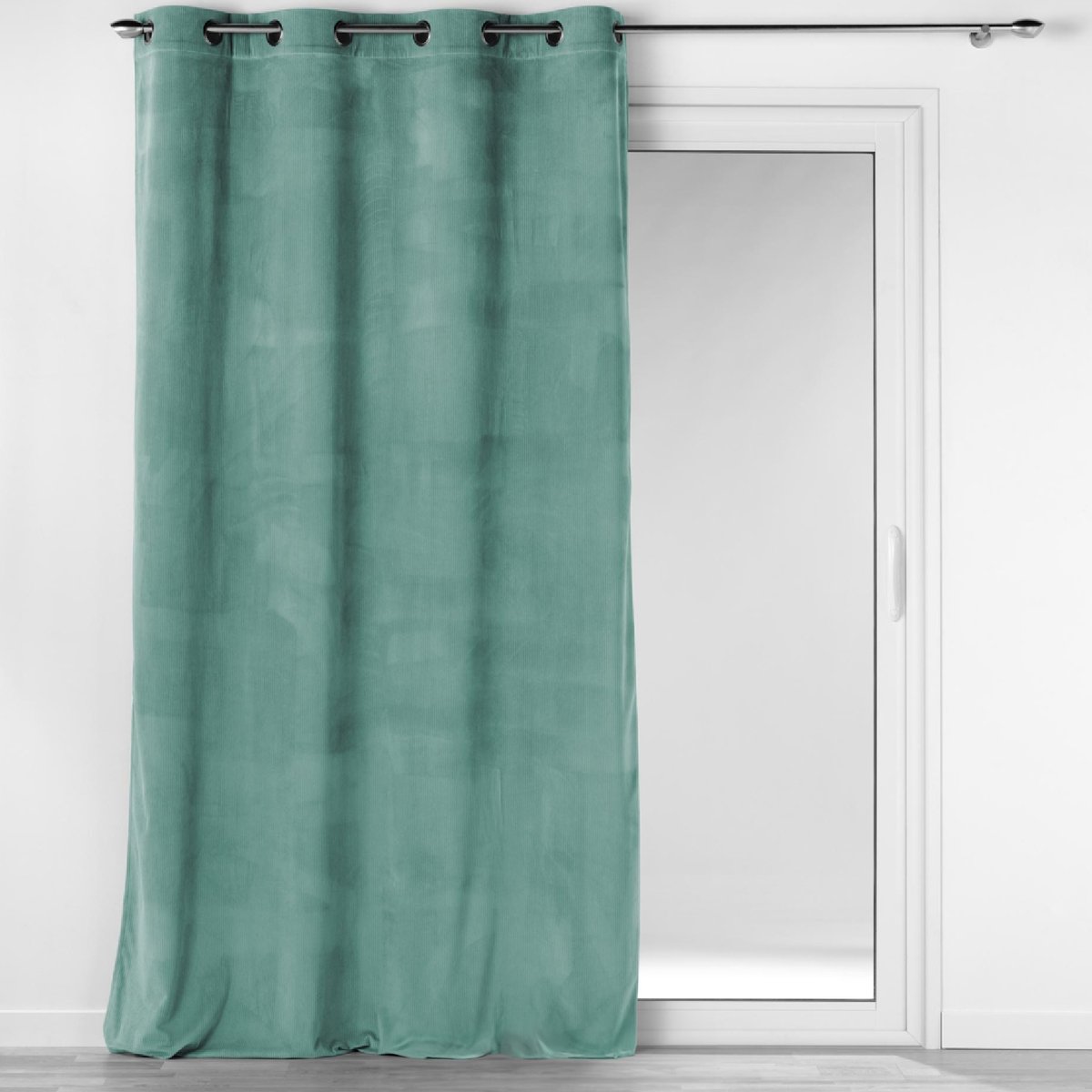 Rideau velours côtelé casual vert, DOUCEUR D'INTÉRIEUR