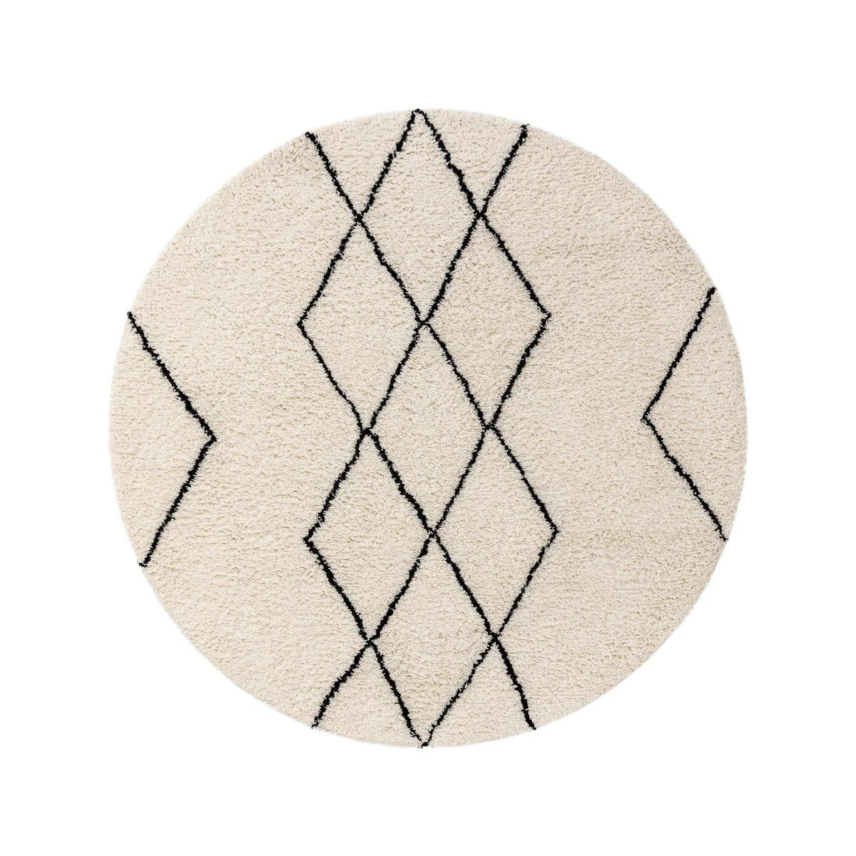 Tapis rond de laine tufté main BERBER crème, BENUTA