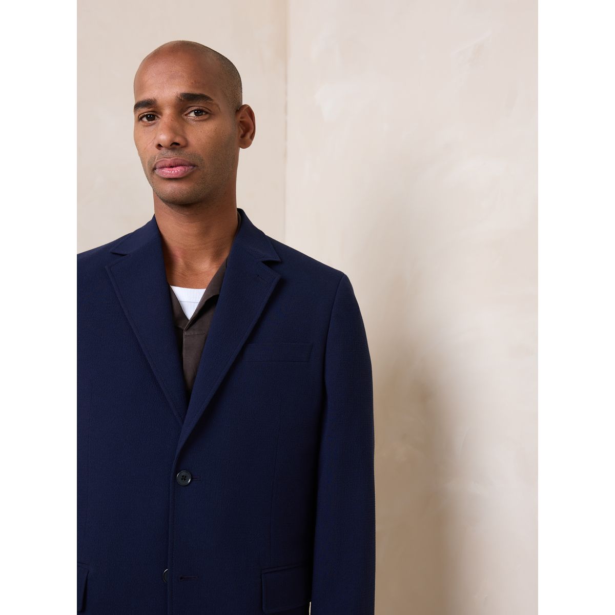 Veste de costume en seersucker texturé bleu marine, NEXT