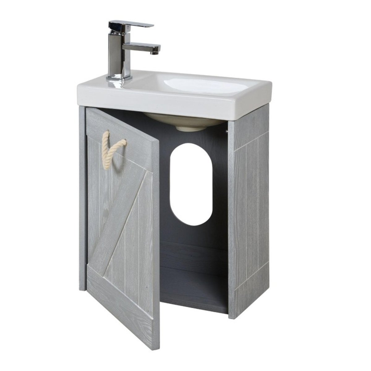 Meuble lave-mains + miroir MISTRAL gris patiné, MOB IN