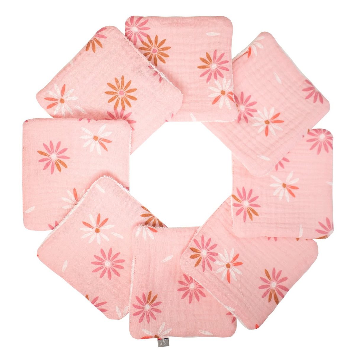 Lingettes bébé lavables 8 pièces rosella imprimé floral, rose, SEVIRA KIDS
