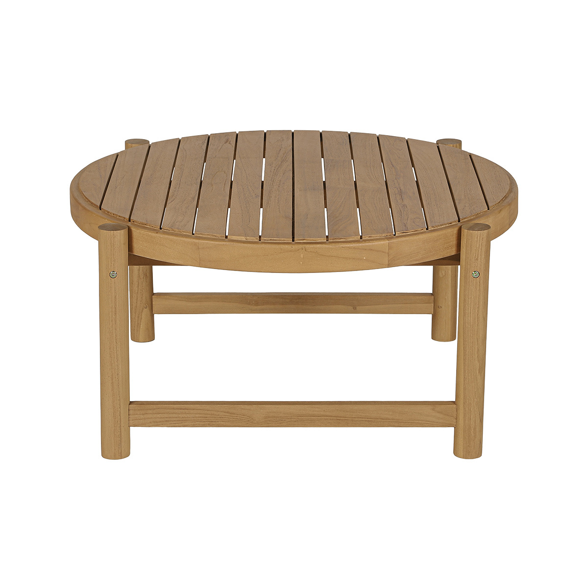 Table basse de jardin ronde en bois teck massif D80 cm MOANA couleur unique, MILIBOO