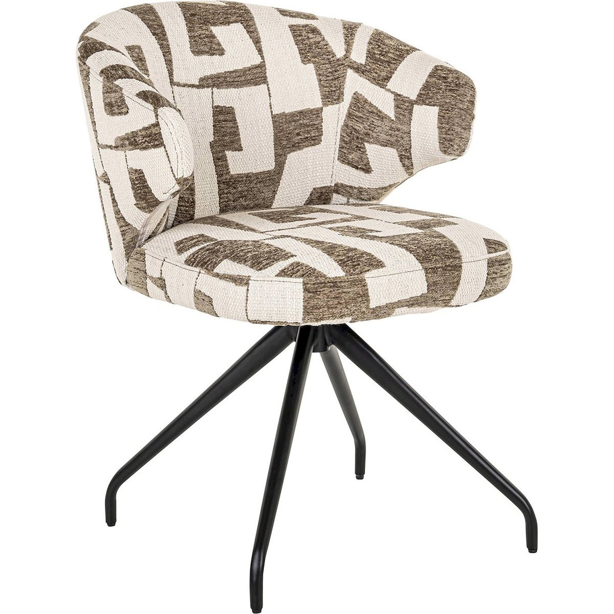 Chaise pivotante en tissu beige graphique motif marron mousse, RECOLLECTION