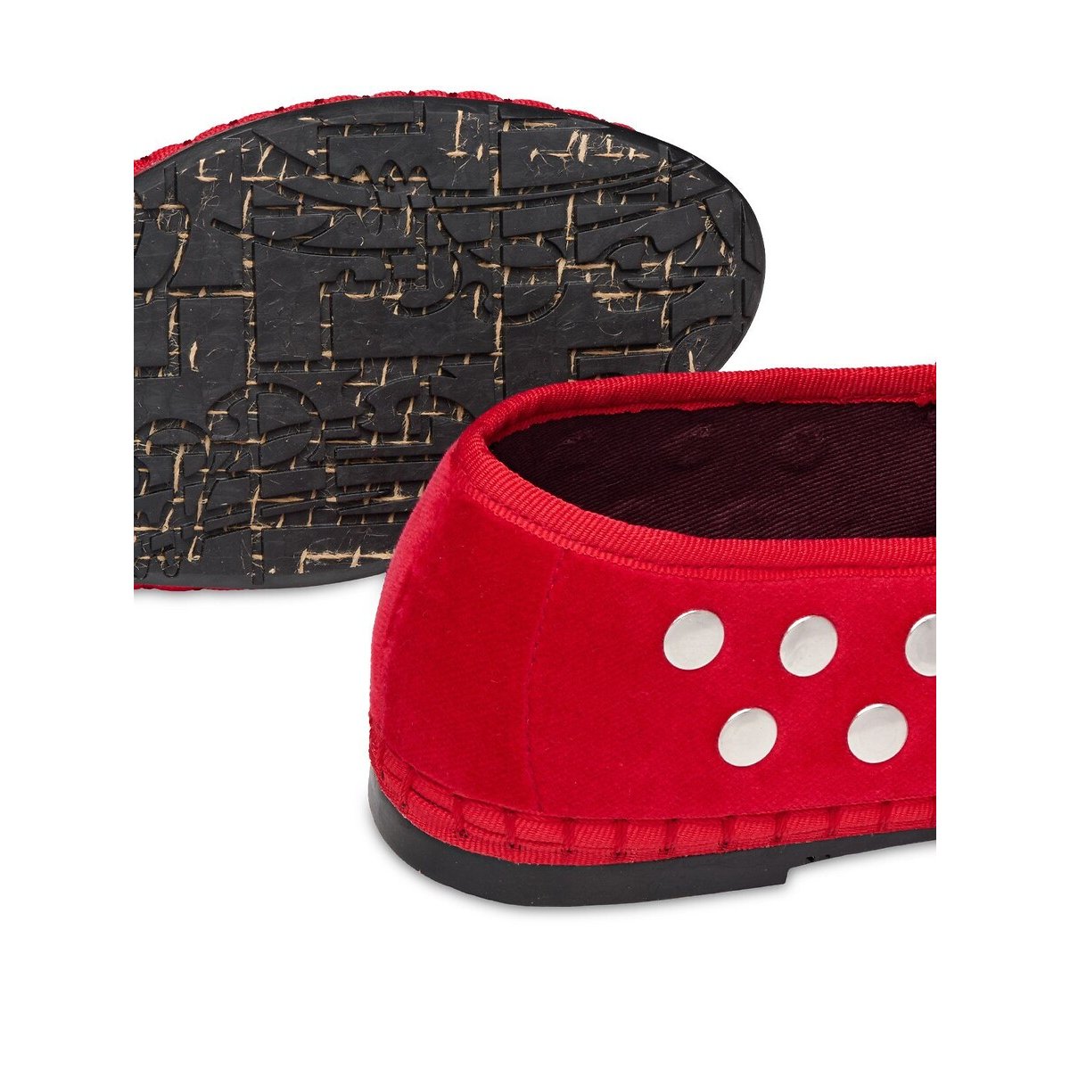 Mae velour studded ballet pumps red, FLABELUS
