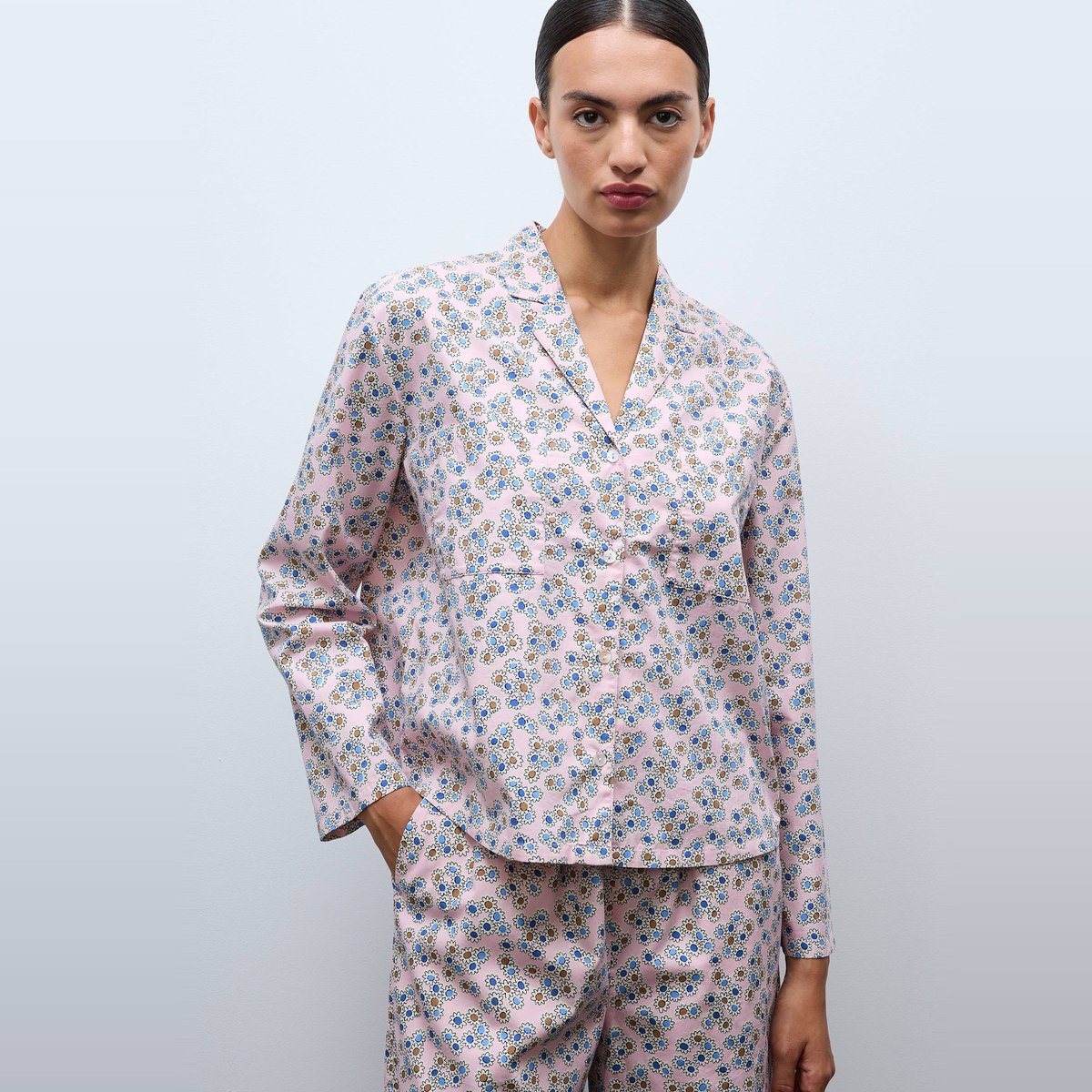 Chemise de pyjama imprimée en coton BIO GOTS bouquet, MONOPRIX