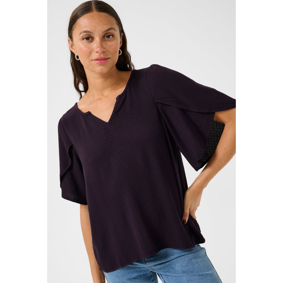 Short sleeved blouse violet dawn purple, KAFFE