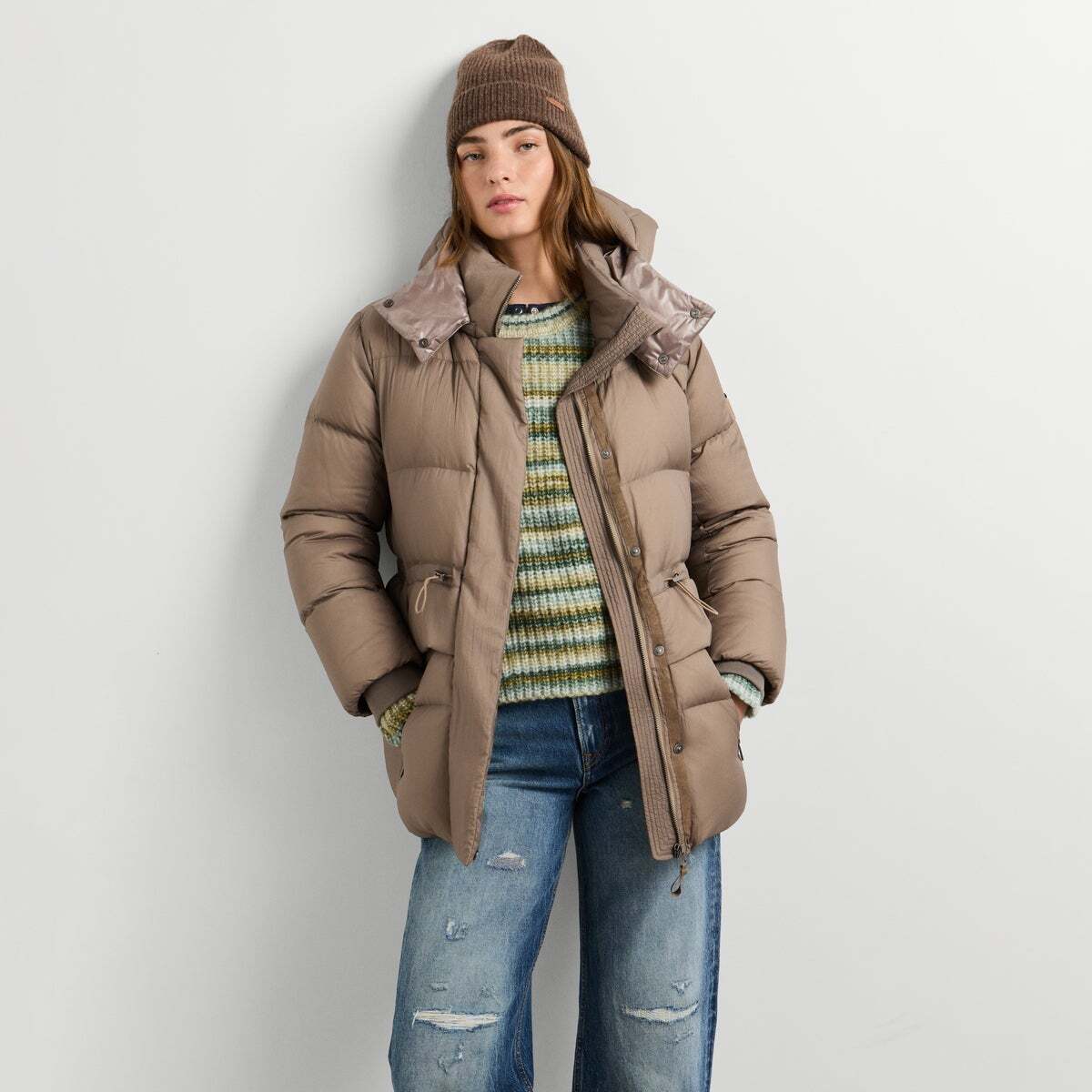 Doudoune Matelassée Avec Capuche beige pierre, PEPE JEANS