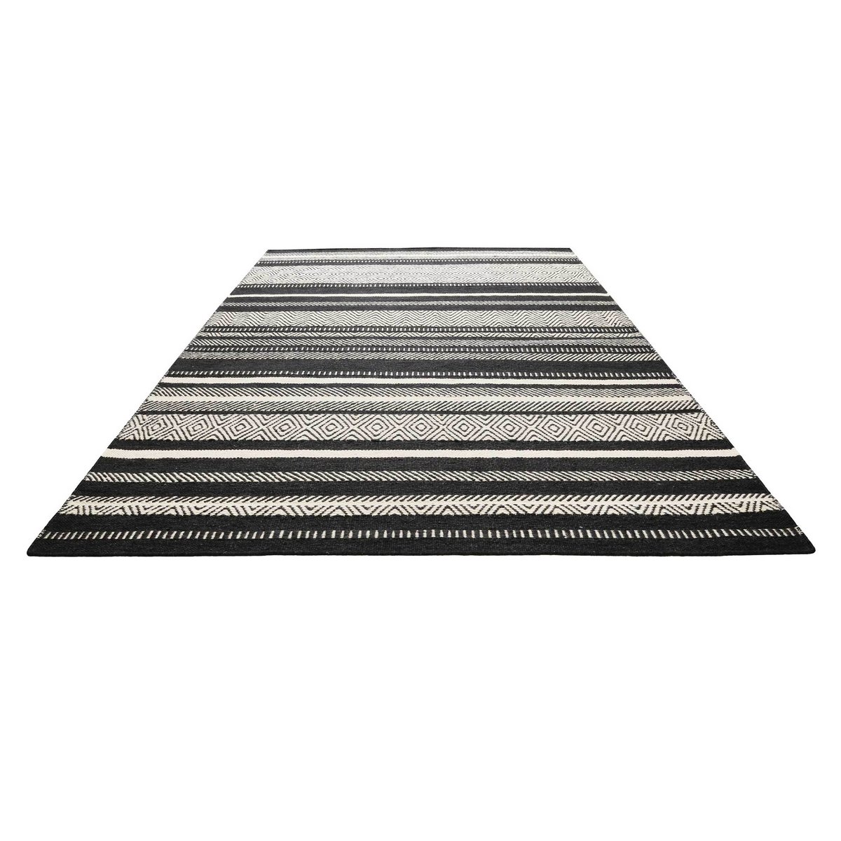 Tapis noué main 100% laine naturelle ,  DIJON noir et beige, WECON HOME