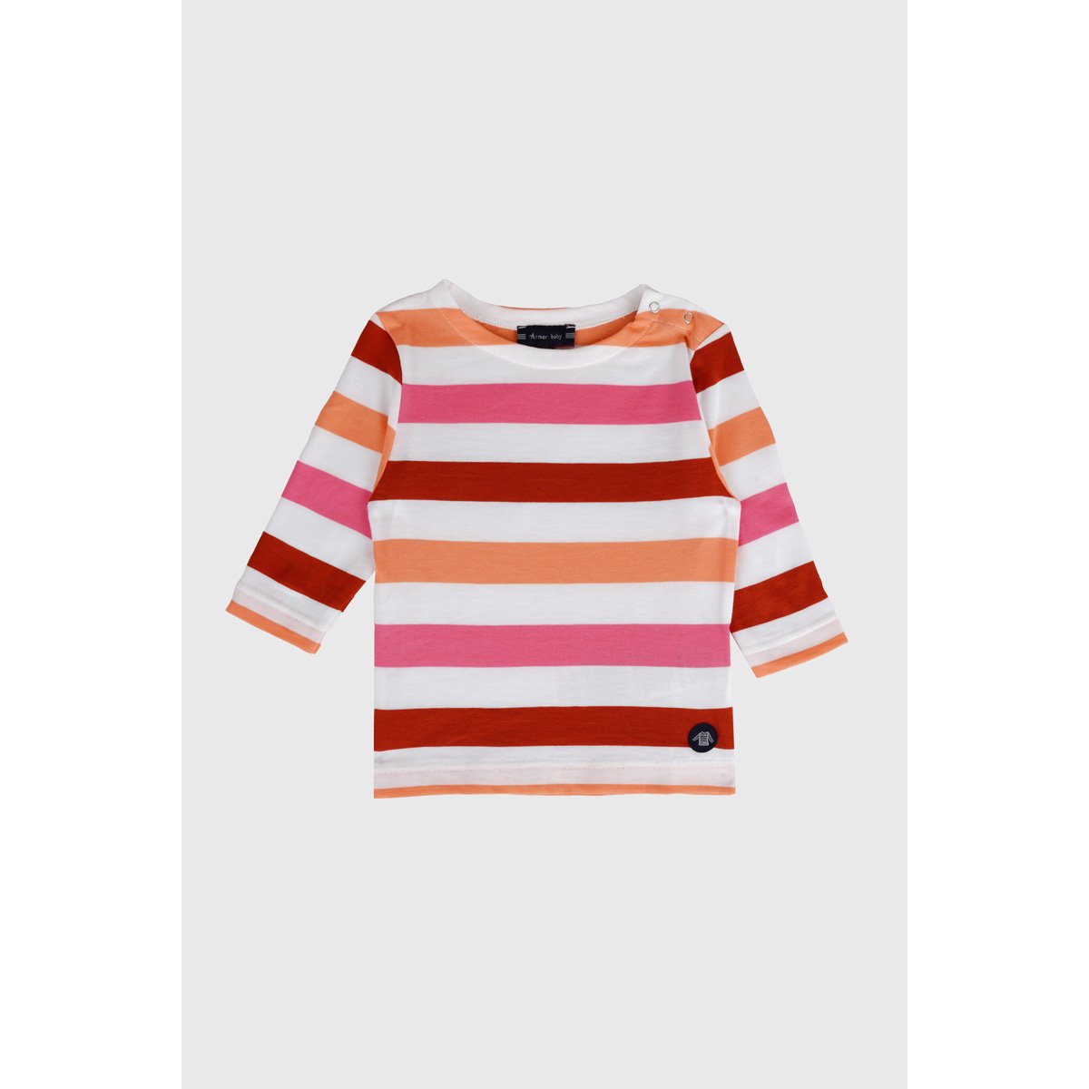 Marinière multicolore en coton léger BABY blanc/petunia/ketchup/dese, ARMOR-LUX