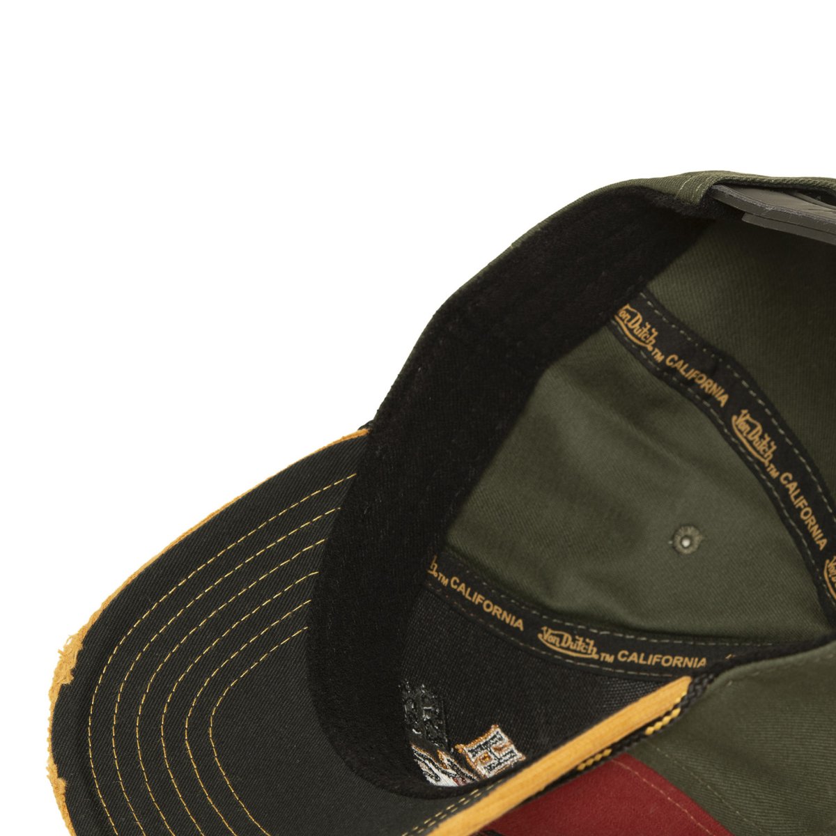 Casquette baseball S-CURVED bordeaux/gris foncé/moutarde, VON DUTCH