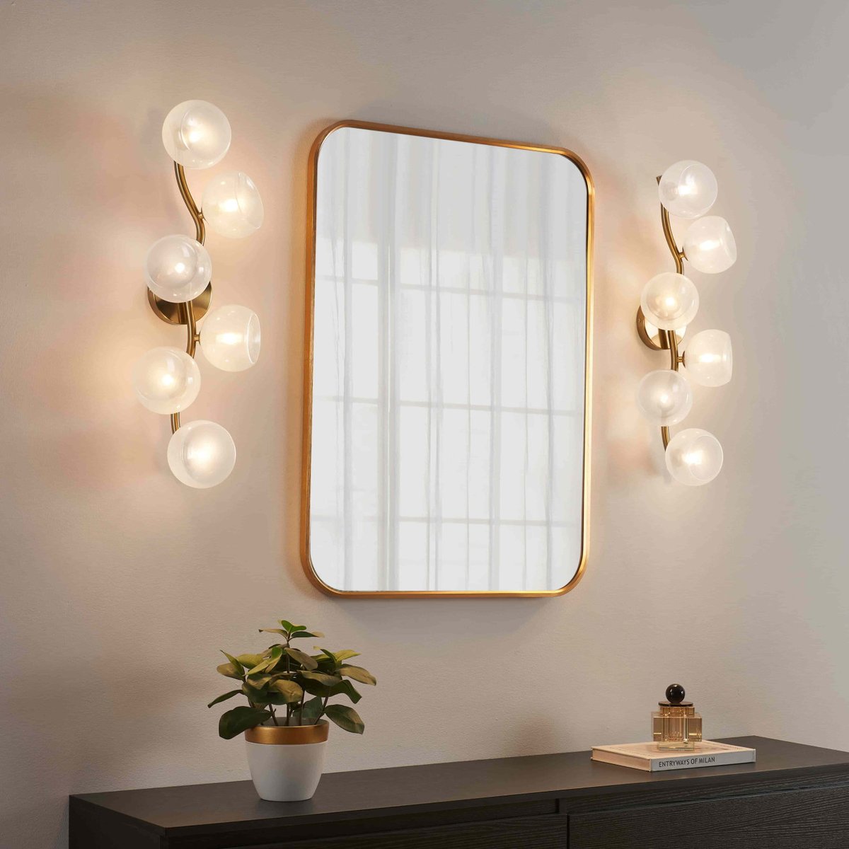 Applique vague chic multi-verre - ISALINA laiton et blanc, KOSILUM