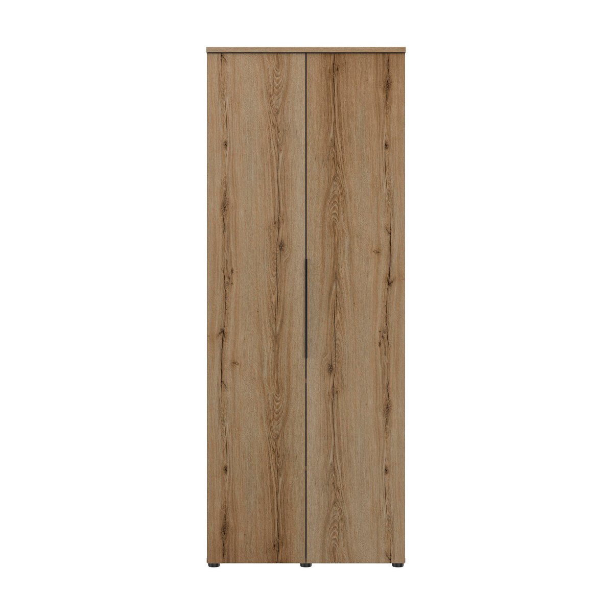 Armoire 2 portes avec penderie et étagères marron, GAMI