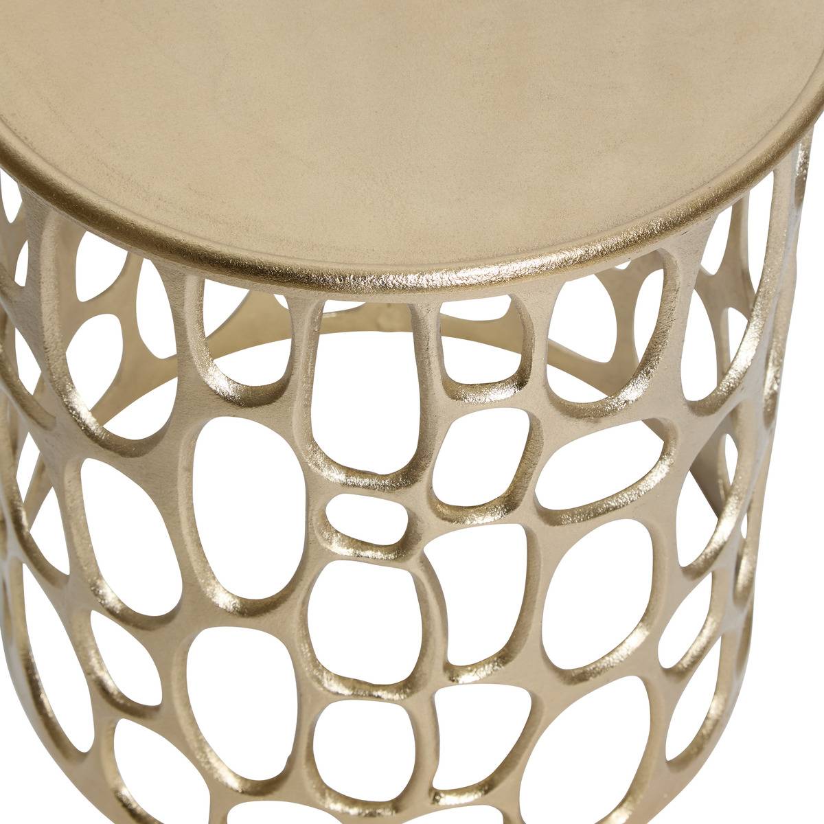 Table d'appoint ronde en aluminium MESH doré, ATMOSPHERA