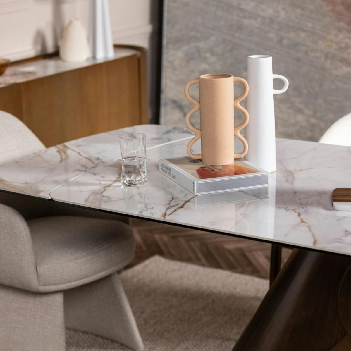 Table en céramique blanche 180-260 cm SEMPIONE blanc, PIER IMPORT