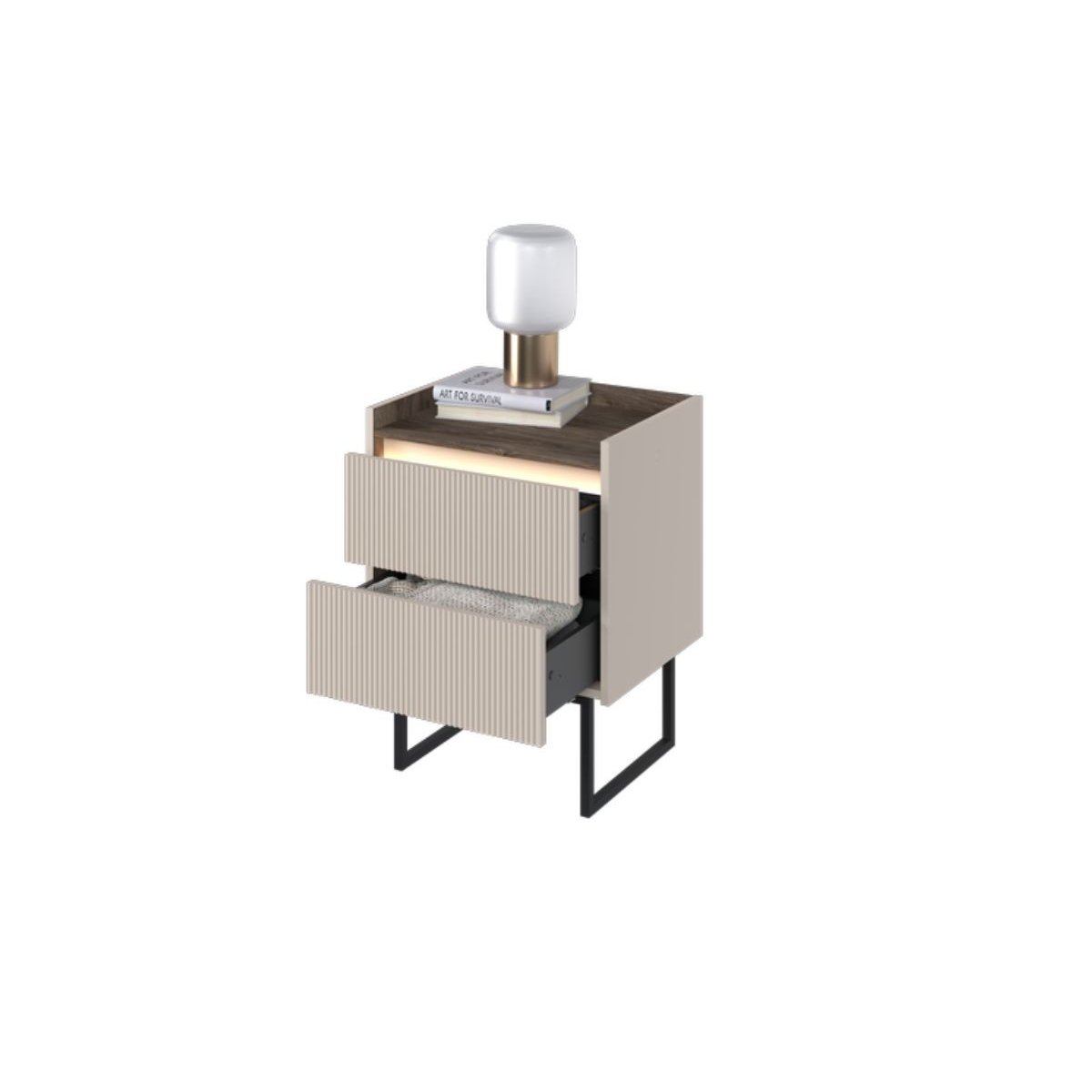 Table de chevet Panneaux de particules, LOUNA beige, BOBOCHIC