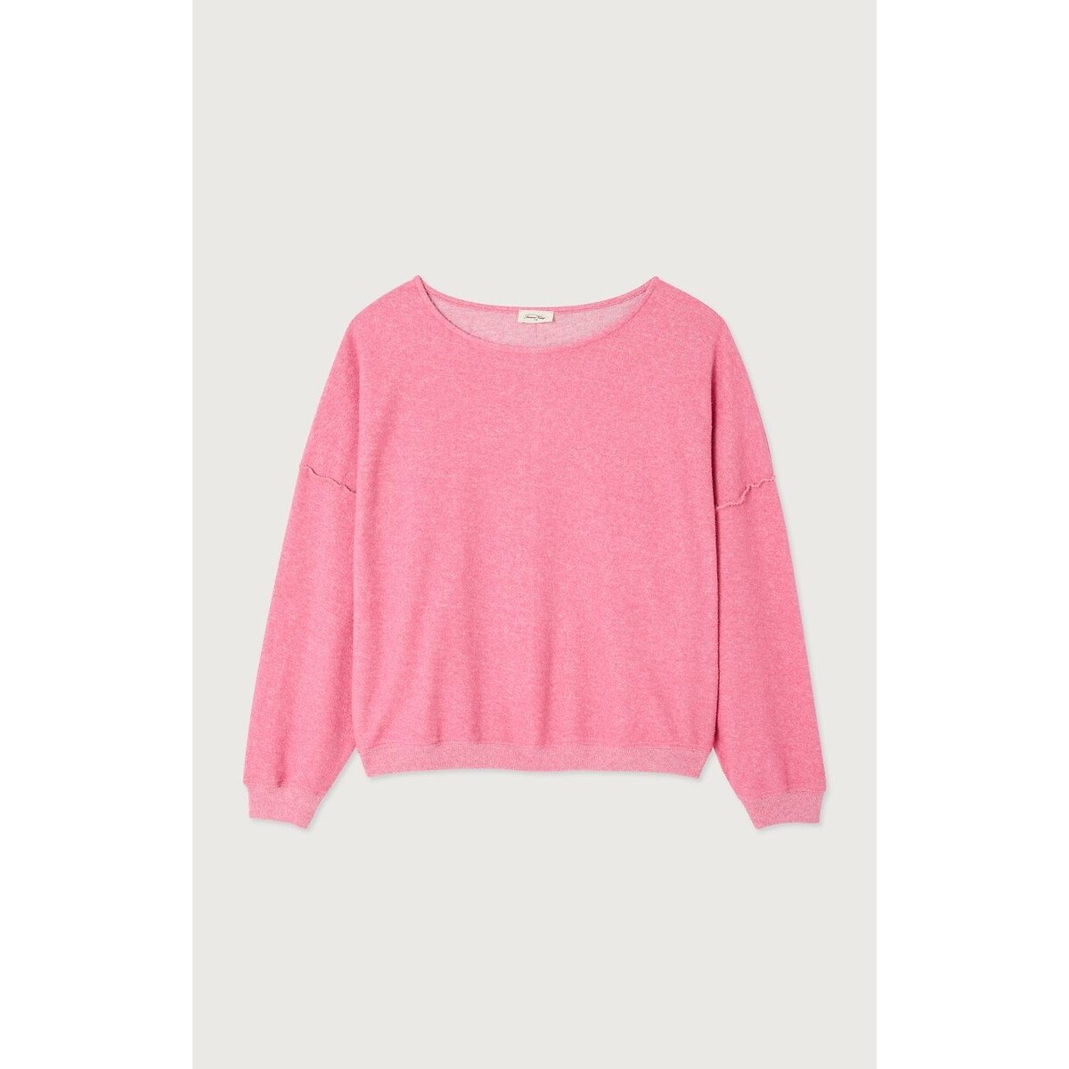 Sweat col rond manches longues, CLUWAY rose chiné, AMERICAN VINTAGE