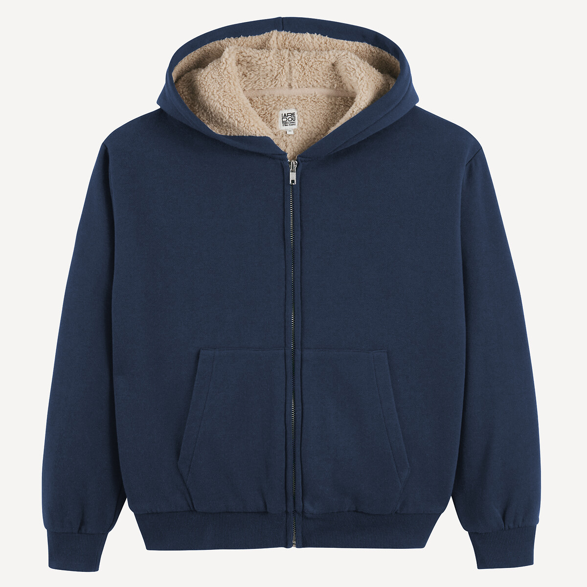 Sweat zippé à capuche, molleton doublé sherpa bleu marine, LA REDOUTE COLLECTIONS