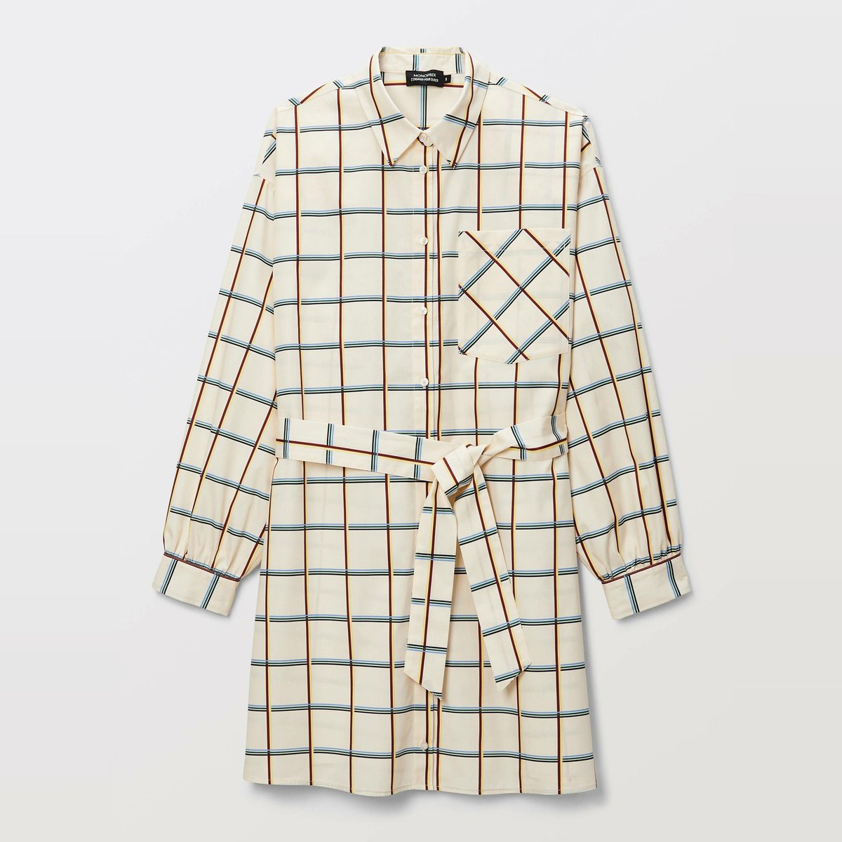 Robe courte cintrée rayée en coton BIO GOTS winter white, MONOPRIX