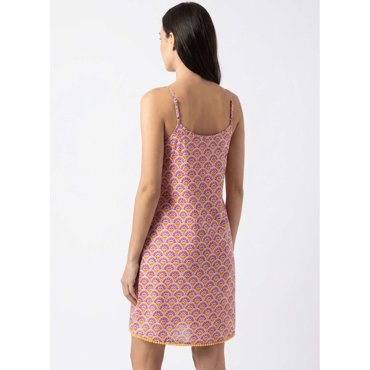 Robe voile de coton bio fines bretelles IONA rose atlacoya iona, LA FIANCÉE