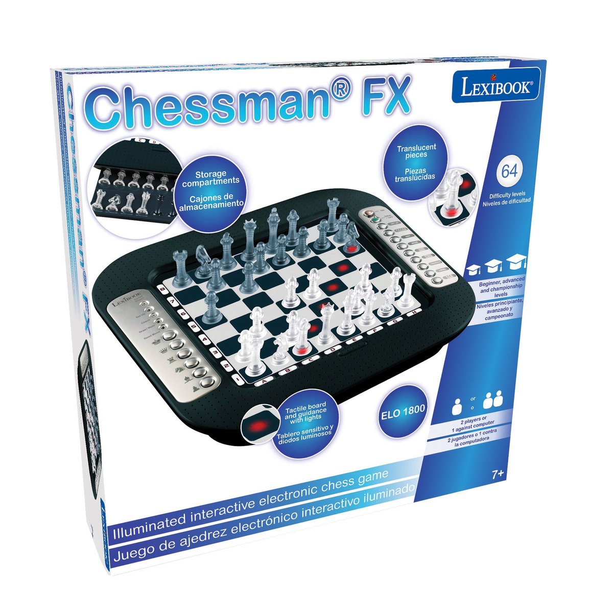 ChessMan FX jeu d'échecs magnétique & électronique noir, LEXIBOOK