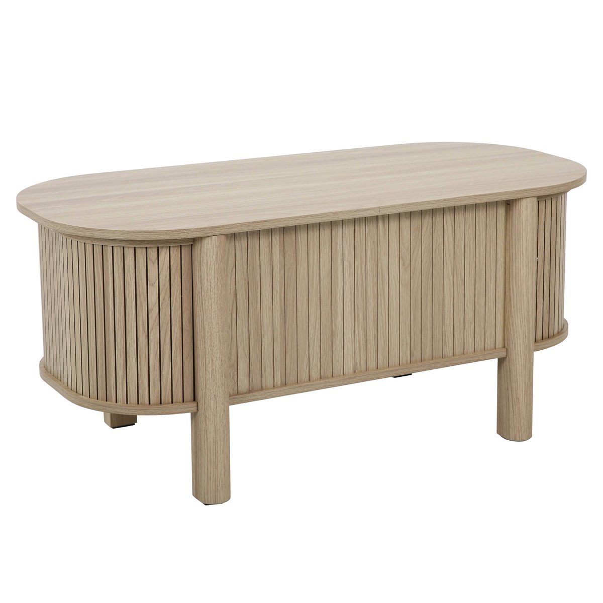 Table basse relevable effet bois ovale 100x48 cm, CLOVER bois clair, OVIALA