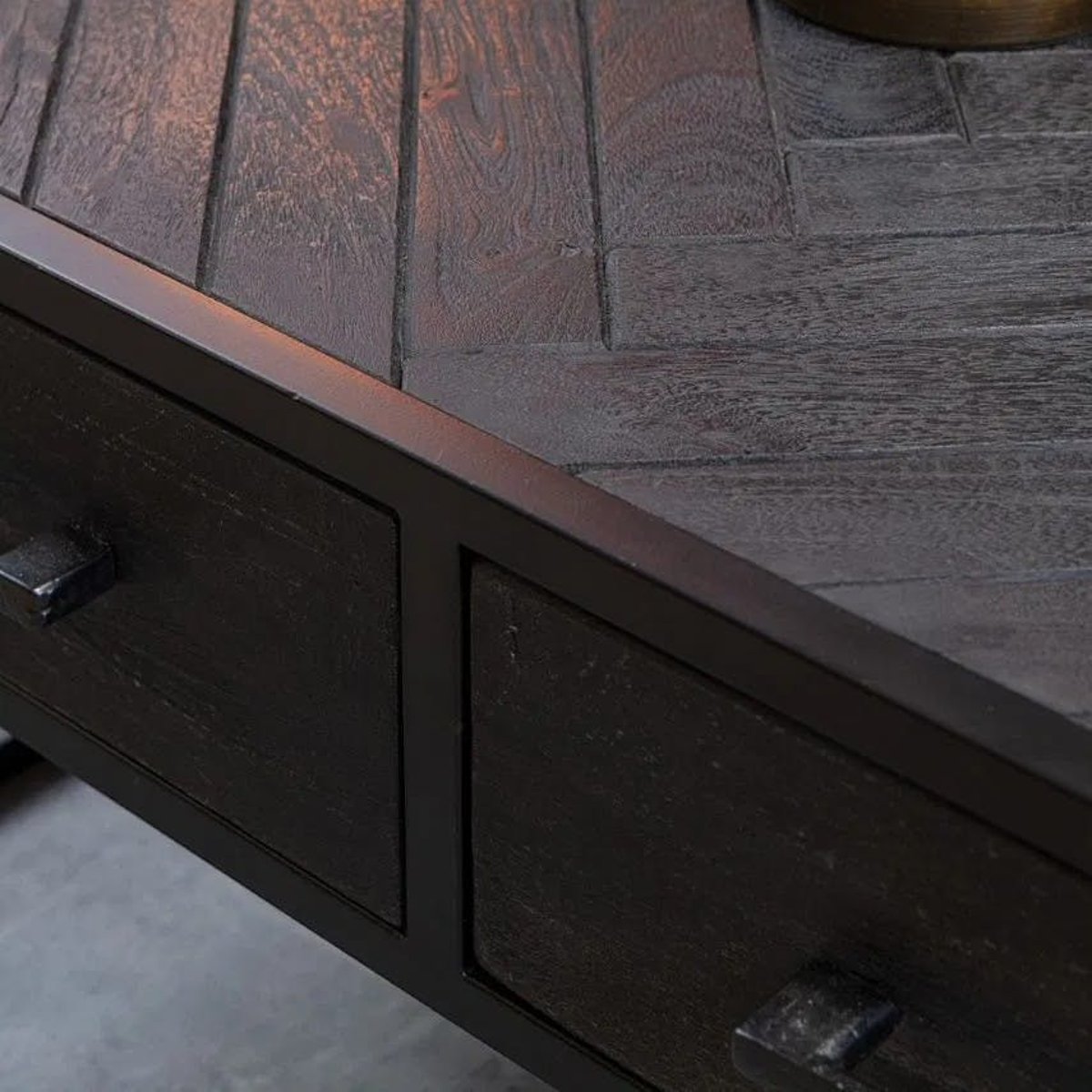 Table basse carrée noire en bois avec rangement ALVERA noir, PIER IMPORT