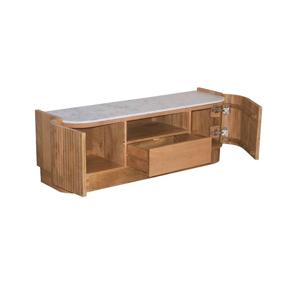 Meuble TV en bois de manguier ADLER bois clair, MADE IN MEUBLES