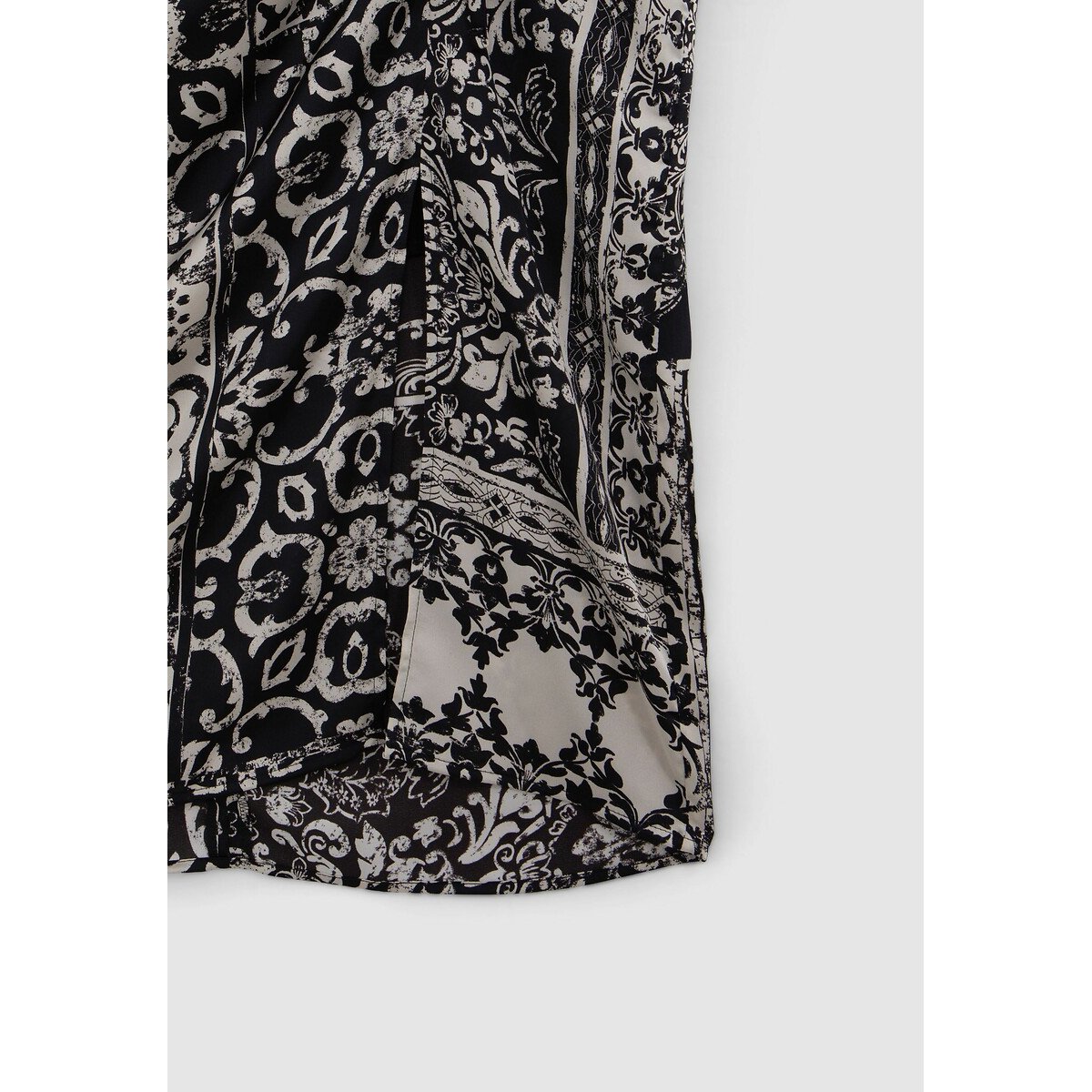 Recycled Patchwork Mini Skirt black print, IKKS