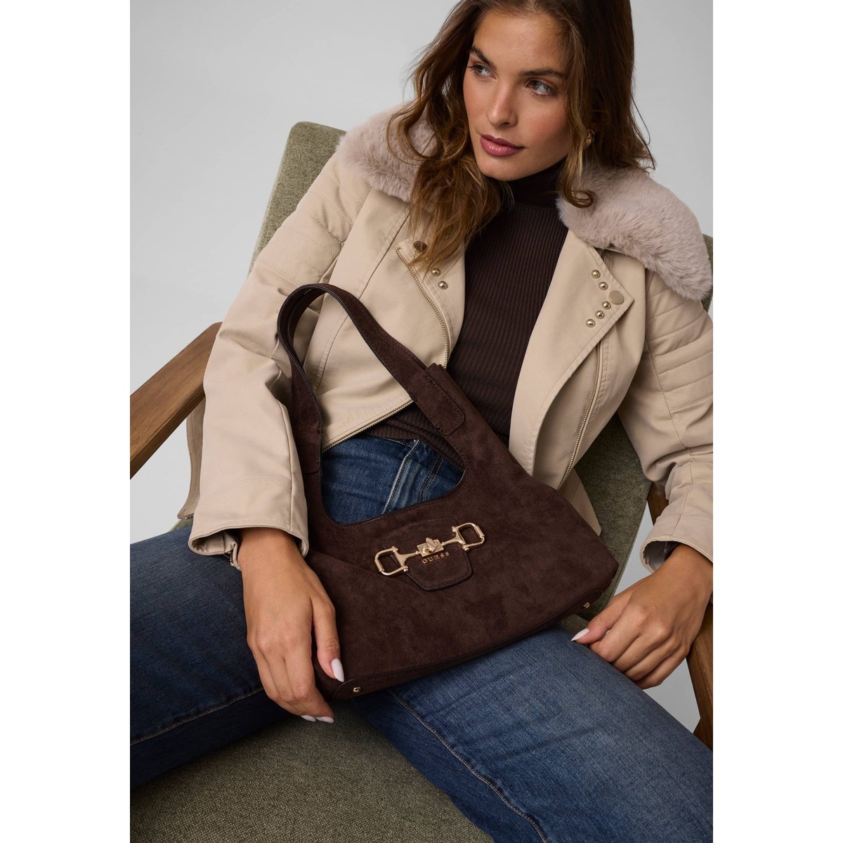 Sac Hobo Sunset marron, GUESS