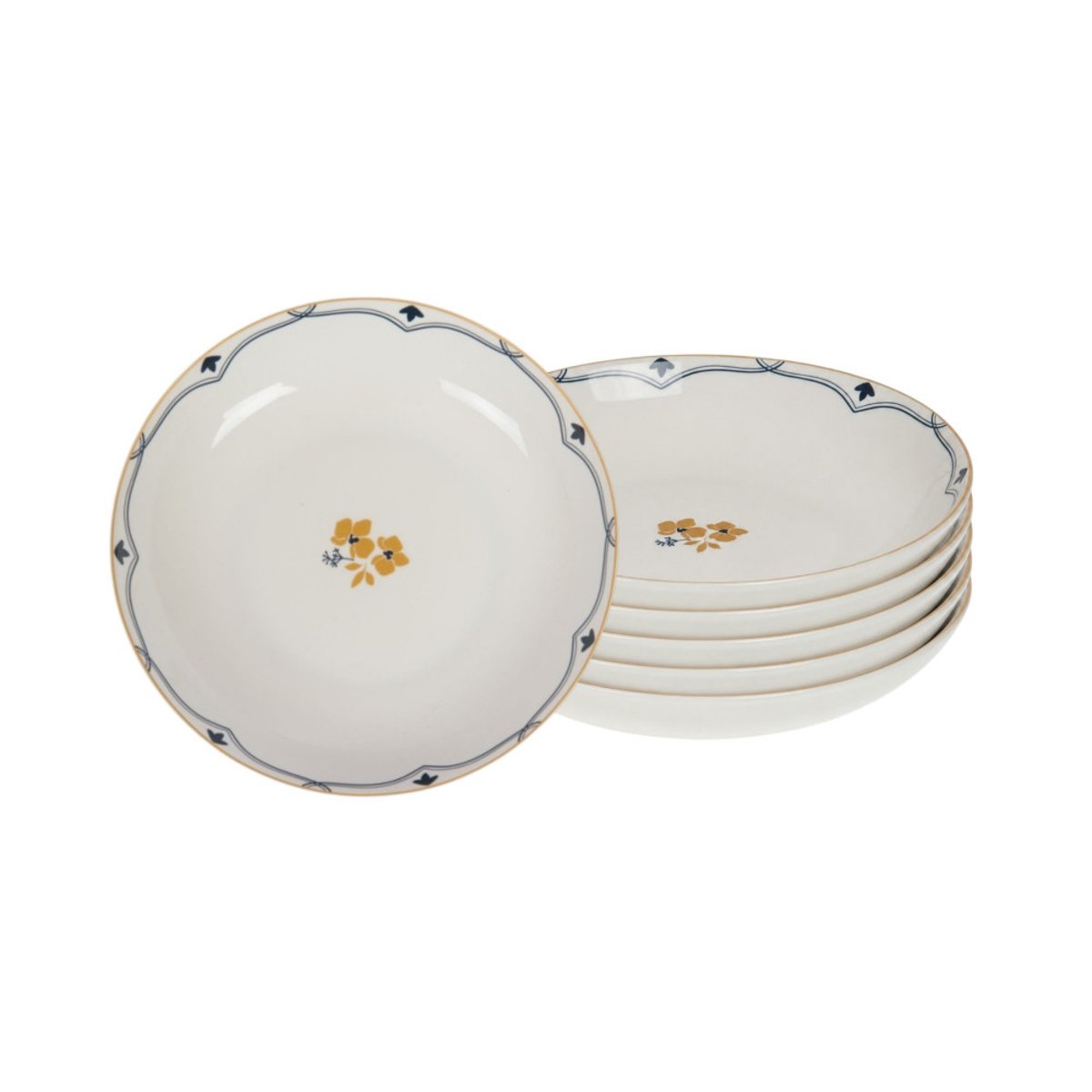 Assiette creuse Poésie 20 cm (lot de 6) blanc, AMADEUS