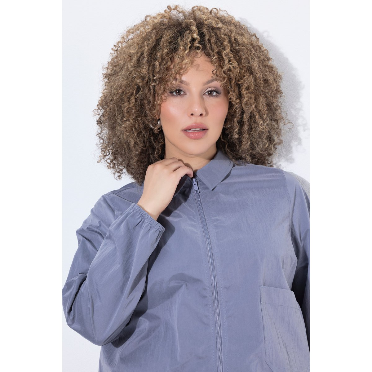Chemisier avec fermeture zippée gris foncé, ULLA POPKEN