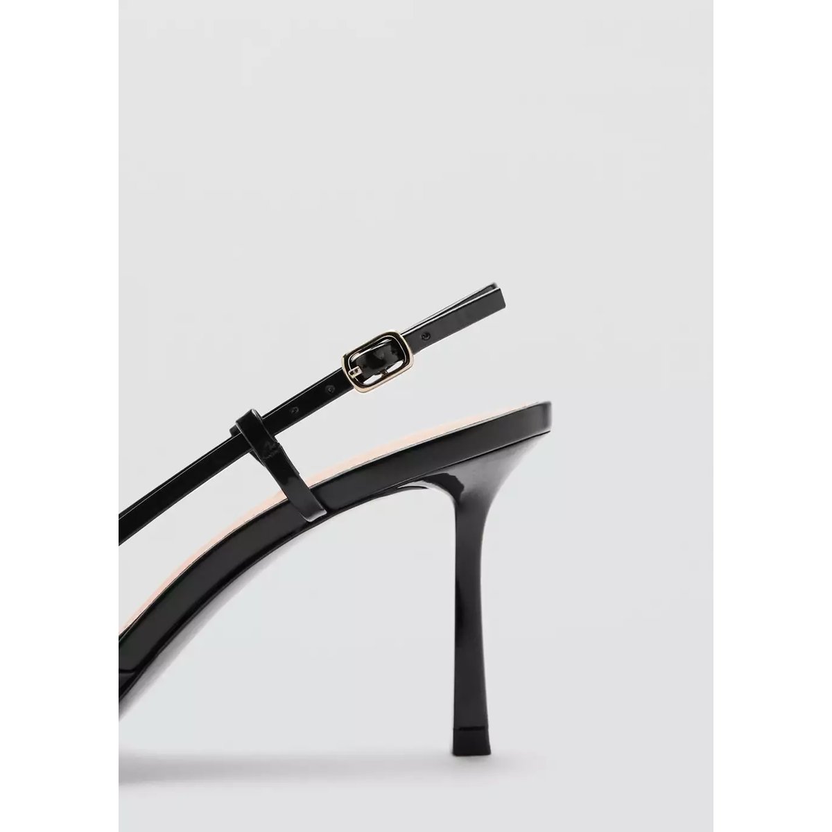 Chaussures talon cuir pointues noir, MANGO