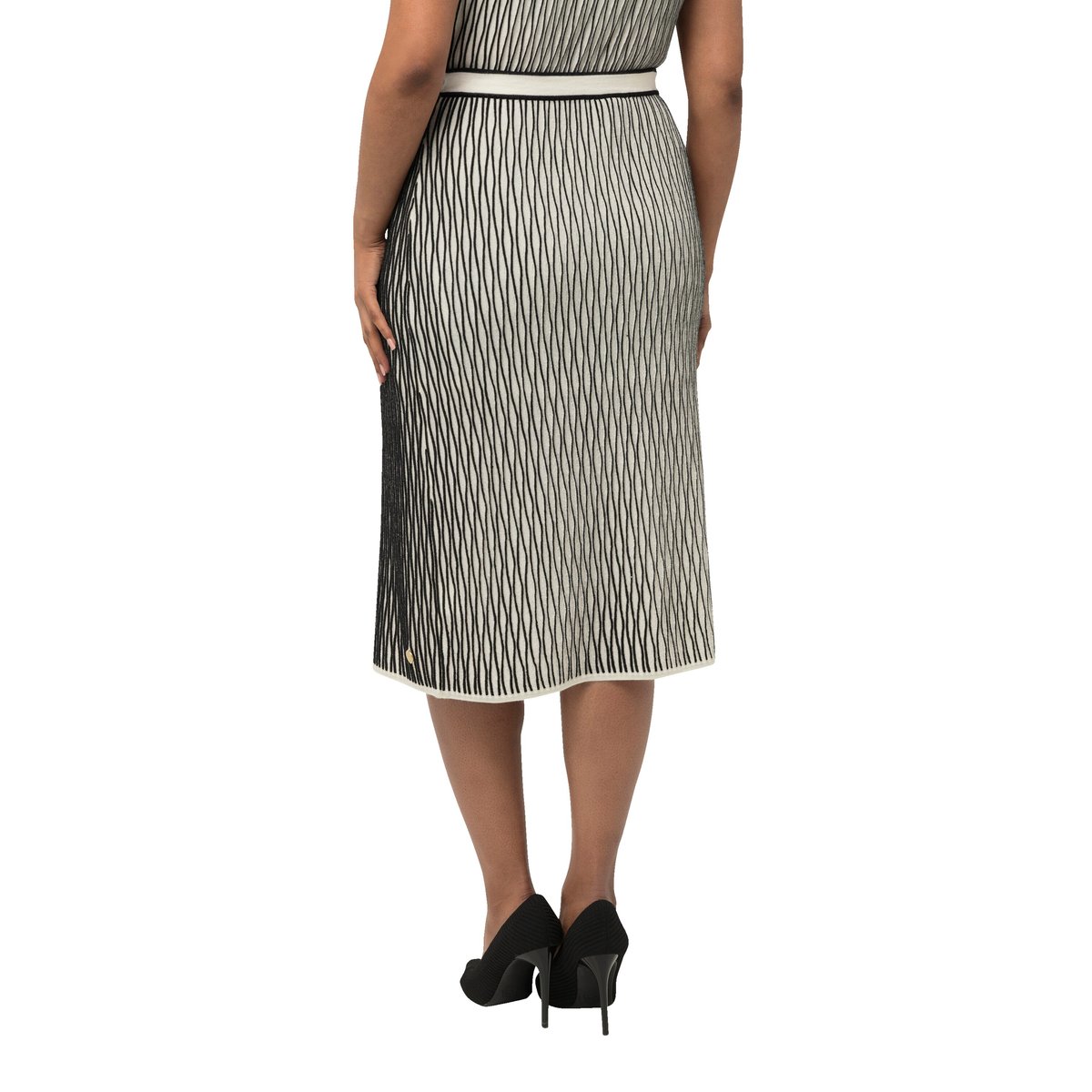 Jupe en maille avec taille élastique. blanc cassé, ULLA POPKEN