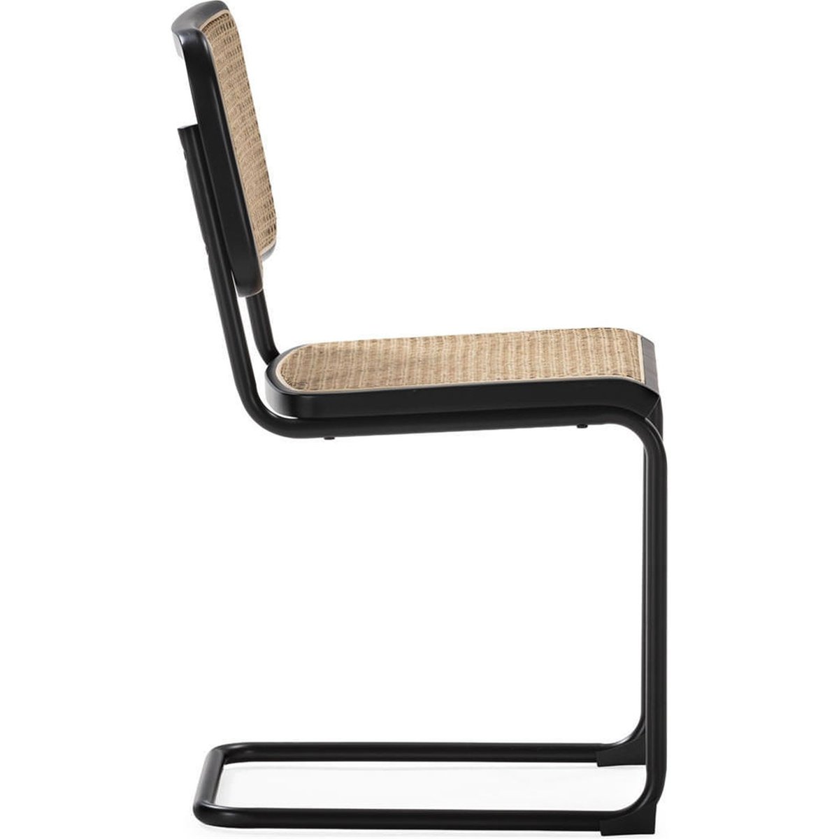 Chaise cannage rotin et bois de hêtre noir et naturel, RECOLLECTION