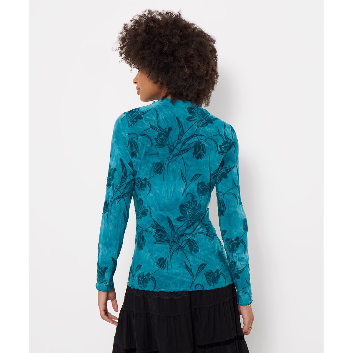 Henley en Jersey à Col Montant et Motif Floral Floqué bleu, JOE BROWNS