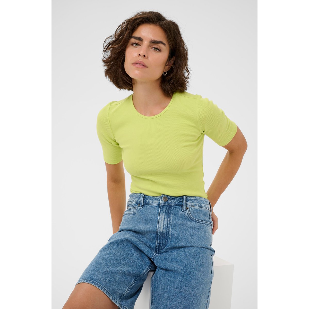 T-shirt vert wild lime, KAFFE
