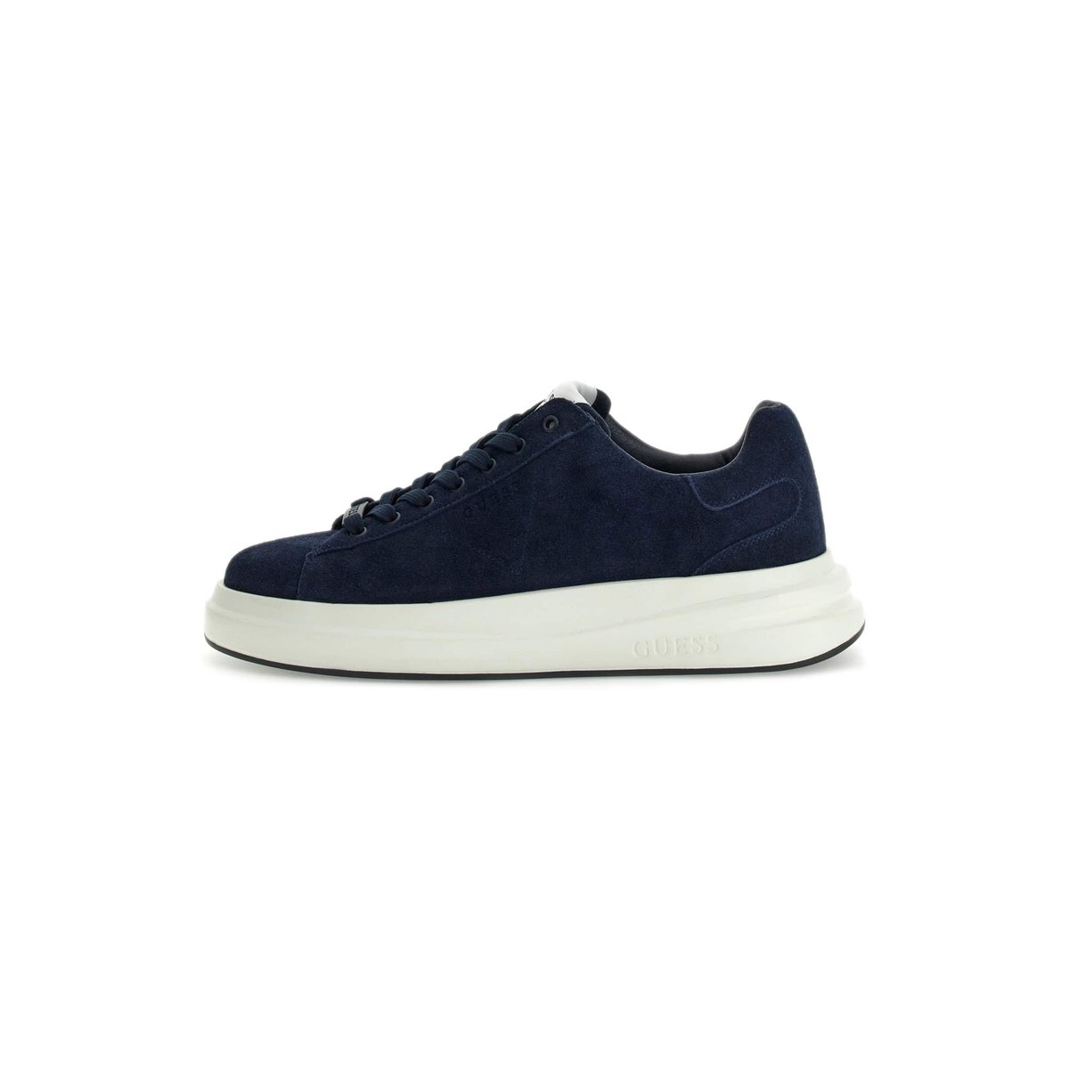 Sneakers Elba Cuir Véritable bleu, GUESS