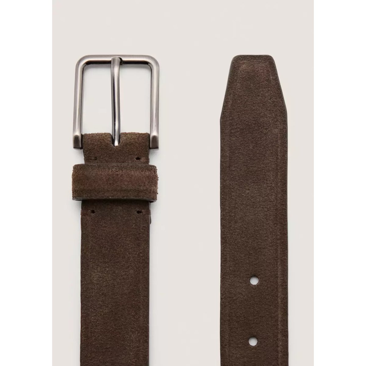 Ceinture en cuir suédé 100 % cuir bovin chocolat, MANGO MAN