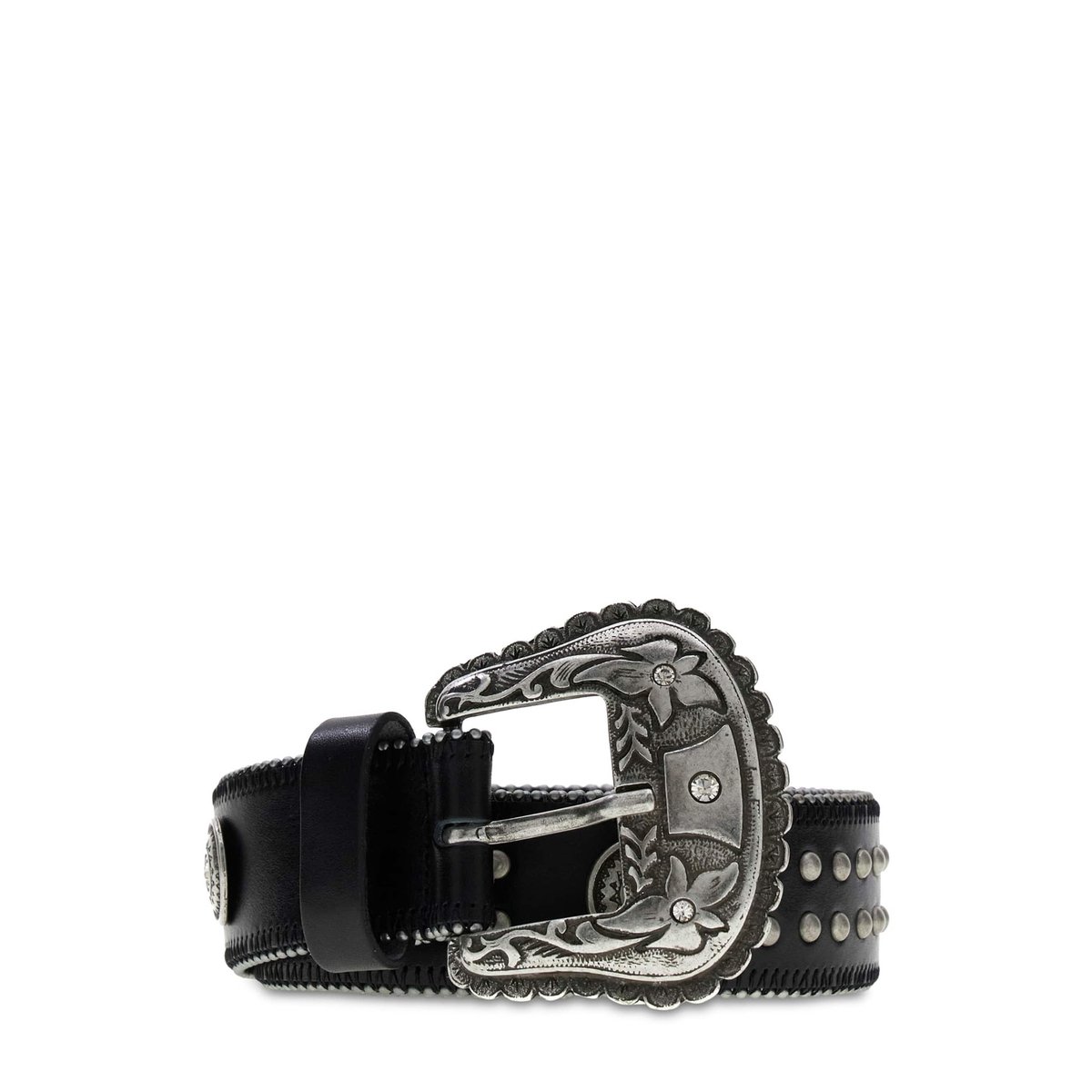 Ceinture Cloutée En Cuir Véritable noir, GUESS