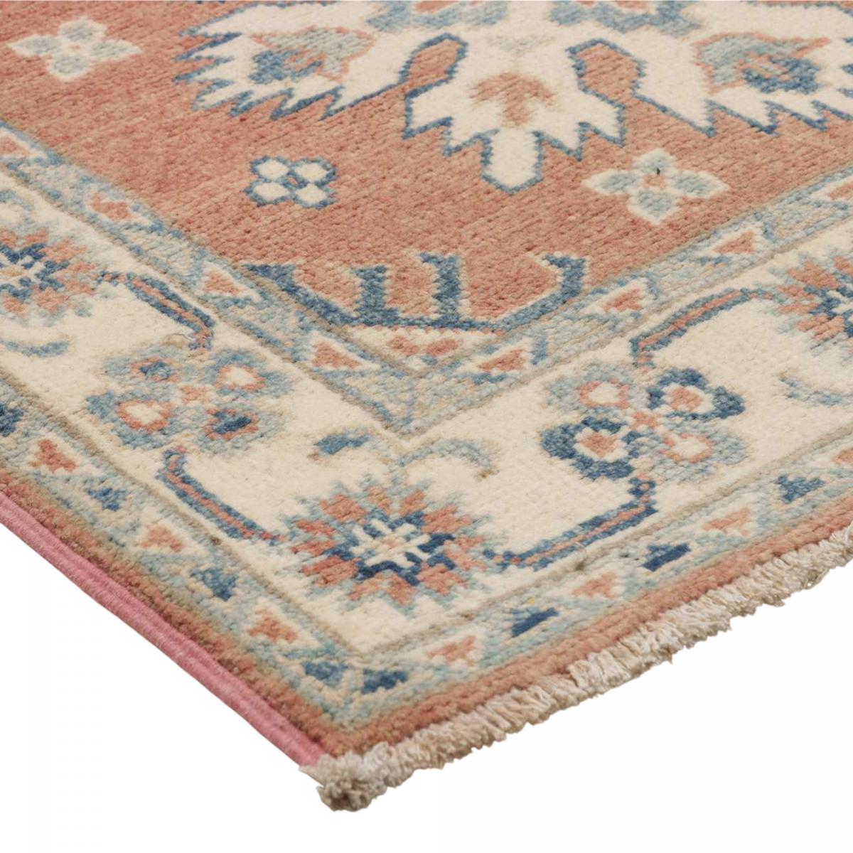 Tapis d'orient aux motifs géométriques, noué main, KAZAK CO 120 terracotta, crème, bleu, UN AMOUR DE TAPIS