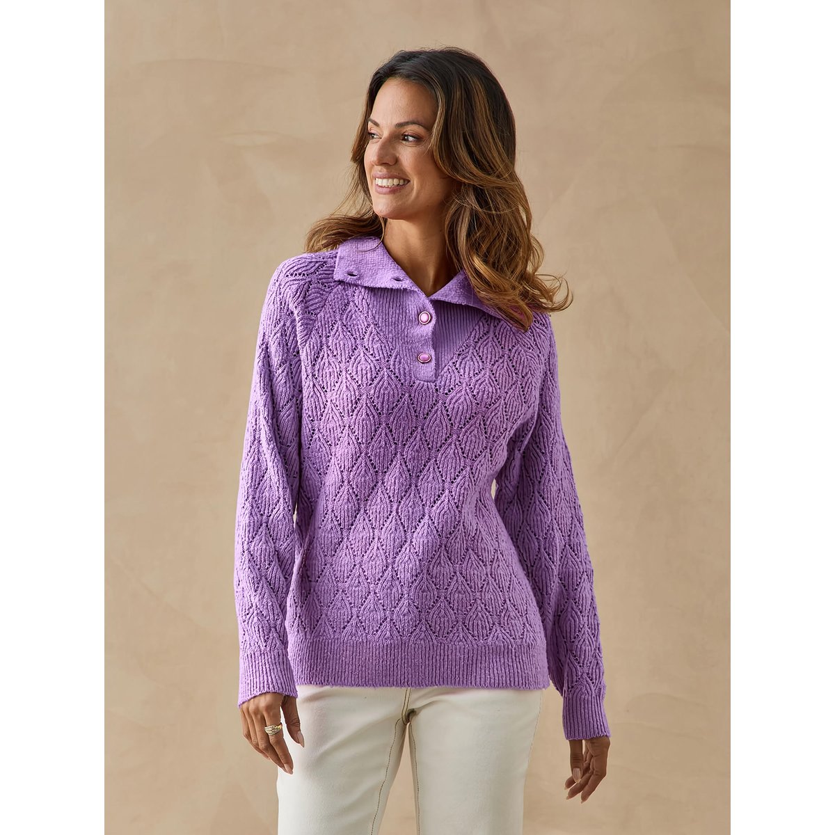 Pull femme col camionneur violet, DAXON
